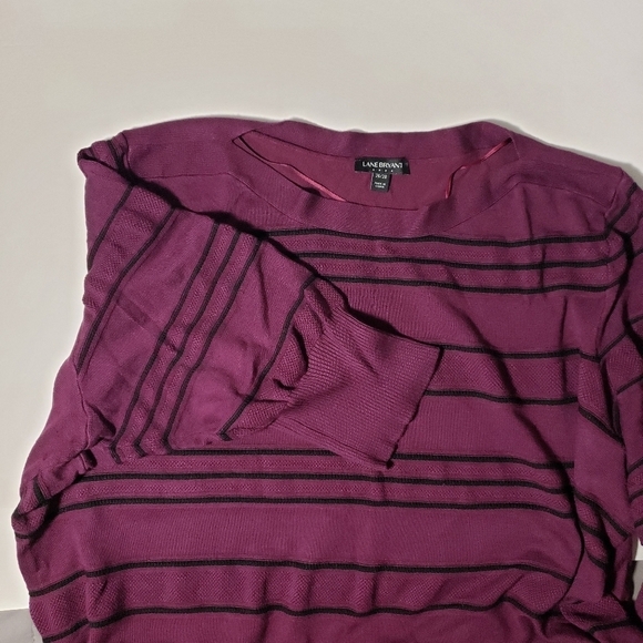Lane Bryant Purple Black Striped Sweater 3/4 Sleeves Size 26 / 28 - Picture 2 of 6